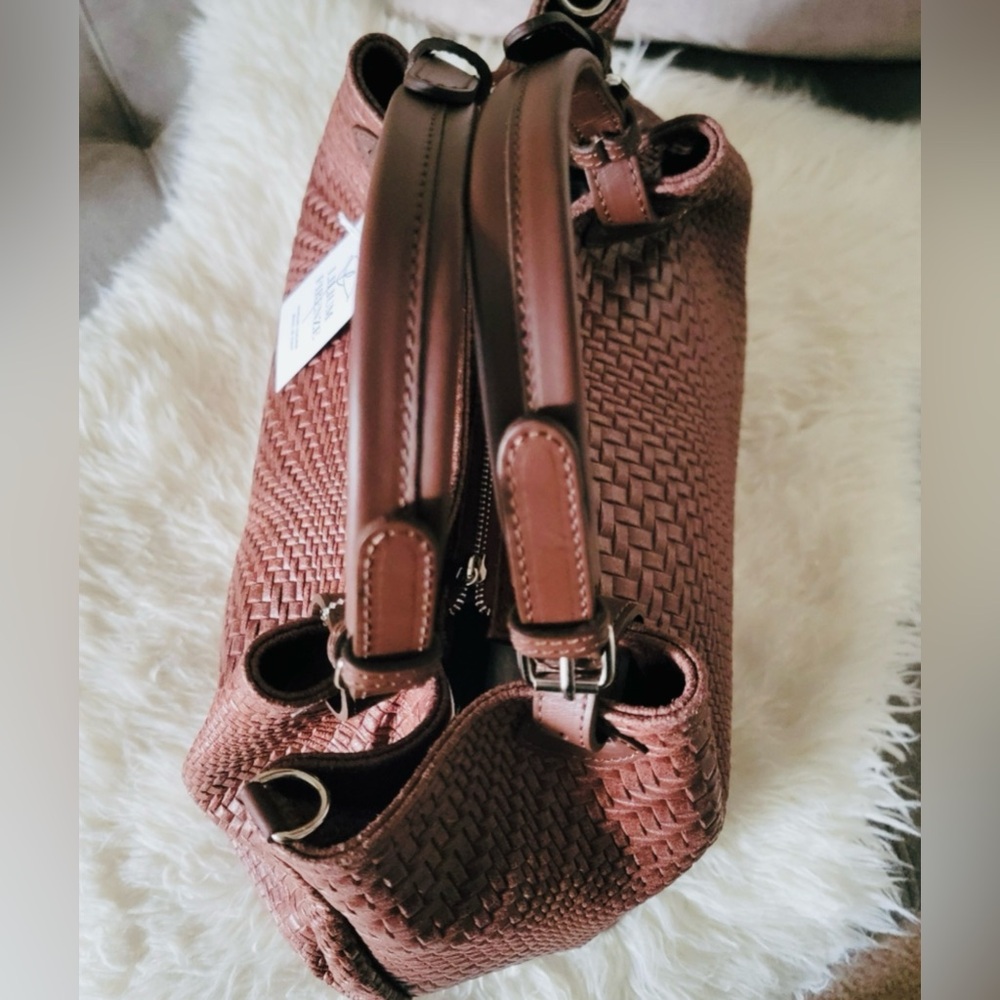 Woven Genuine Leather Tote Bag in Brown - Picture 11 of 12